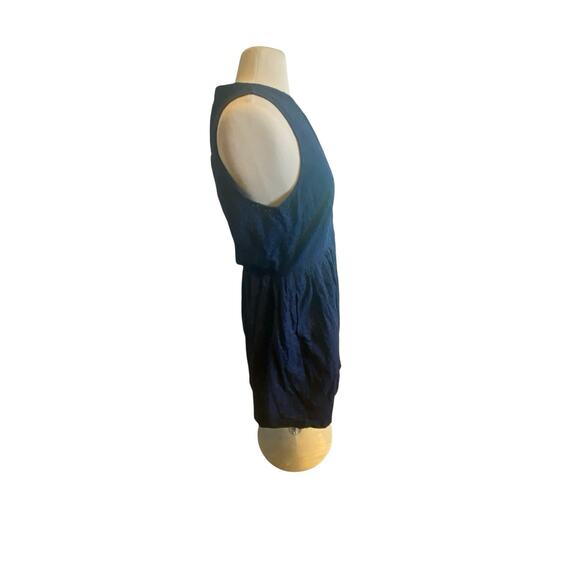 J. Crew Navy Blue Eyelet Shirt Dress Size 8 Sleeveless Summer Fit & Flare - Picture 9 of 16